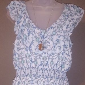 Forever 21 Floral Mint/Blue Dress Medium